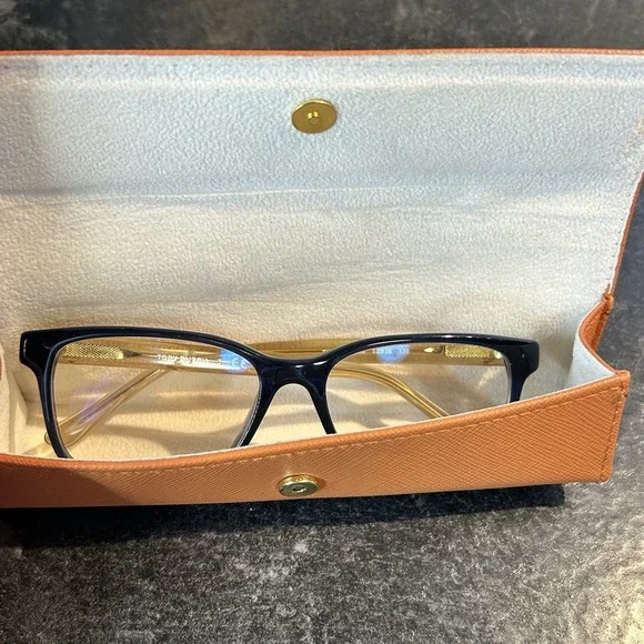 Tory Burch TY2064 1562 Blue & Brown Blue Blocker 52-16/135 W Case EUC